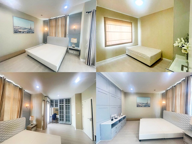 ตลาดพูนทรัพย์ หันหน้าไปทางสวน 22ตรว.ให้เช่าบ้านเดี่ยว 2  ชั้น ติดทางด่วน 140ตรม. ตกแต่งพร้อม 3นอน 2น้ำ 4จอดรถ 4 แอร์ มหาวิทยาลัยปทุมธานี